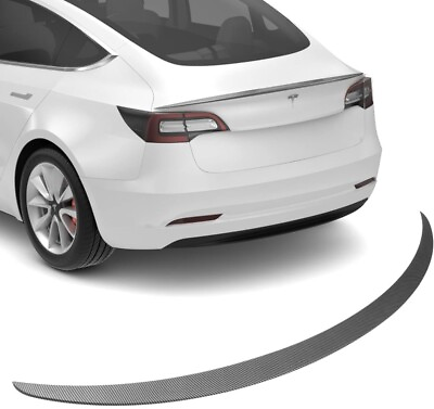 #ad Tesla Model 3 Spoiler Wings Rear Trunk Lip ABS Carbon Fiber Type 2016 2023 $69.99
