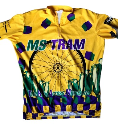#ad MS TRAM bike across Minnesota bike tour cycling Jersey Mens large $13.39