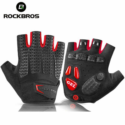 #ad ROCKBROS Cycling Summer Gloves Bike Gel Liquid Silicone Short Gloves Shockproof $16.49