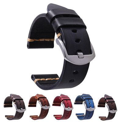 #ad #ad Unisex Genuine Real Leather Watch Strap Bands Watchstrap Watchband Retro Luxury $30.54
