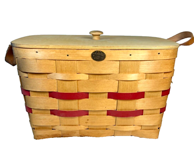 #ad Large Vintage Picnic Basket by Peterboro Basket Co. Handwoven Appalachian Ash $45.00
