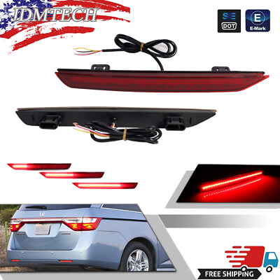 #ad For 11 17 Honda Odyssey Red Rear Bumper Tail Brake Lamp w Sequential Turn Signal $31.19