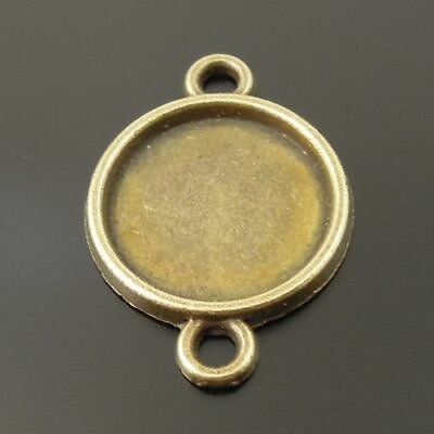 #ad 50pcs Vintage Bronze Alloy 12mm Blank Bezel Tray Pendant DIY Accessories 33680 $4.39