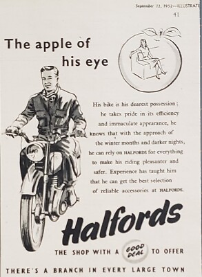 #ad 1952 Halfords Bikes Bicycles amp; Accessories His Dearest Possession Print Ad $8.99