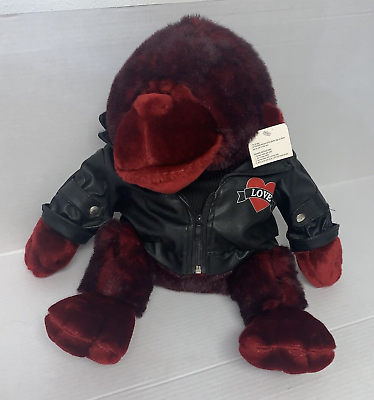 #ad Dan Dee 21quot; Gorilla Burgundy Moto Jacket Valentine Stuffed Animal Ape $19.00