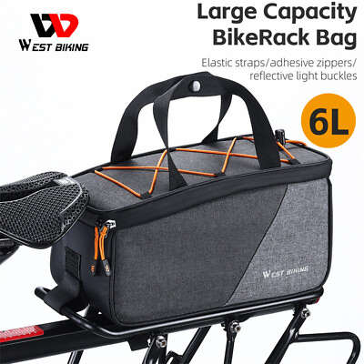 #ad WEST BIKING Bike Rear Rack Pack Bag Bicycle Trunk Carrier Pannier Bag HandBag 6L $22.47