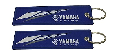 #ad 2 pc YAMAHA Bike Double Side Keychain Motorcycles key Ring Cell Holders Tag Blue $14.99