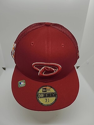 #ad New New Era 59 Fifty Arizona Diamondback Fitted Hat Size 7 3 4 Red Mesh $49.99