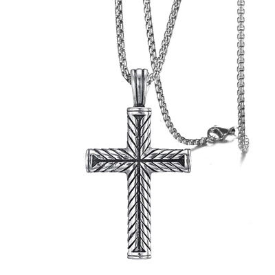 #ad Cool Boys Mens Stainless Steel Cross Pendant Necklace For Men Women Chain， $10.51
