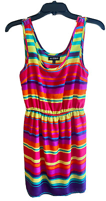 #ad #ad AS YOU WISH DRESS S Ladies  Hawaiian Rainbow Colors stripes Beach Cruise $17.00