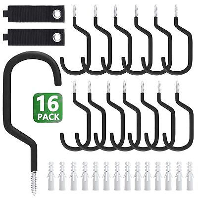 #ad 14 Pack Bike Hook Storage Bike Rack and 2 Extension Cord Storage Straps. Heav... $21.13