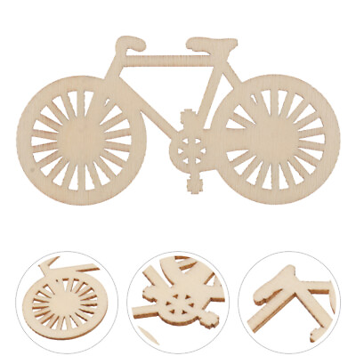 #ad 10 Pcs Bamboo Child Wood Dining Table Wooden Bike Cutouts Rustic Decor $7.19