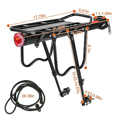 #ad Bike Cargo Rack Bicycle Pannier Carrier Racks with Elastic Cord Red Reflector $26.47