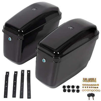 #ad Black Hard Saddle Bags Trunk Luggage Motorcycle For Harley Softail Low Rider $85.00