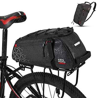 #ad KEMIMOTO Rear Bike Rack Bag 8L PVC Waterproof Pannier for Road and Mountain... $49.40