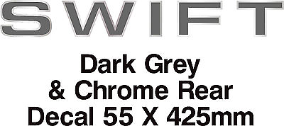 #ad swift rear caravan decal sticker in dark grey amp; chrome outline 425 x 55mm GBP 14.95