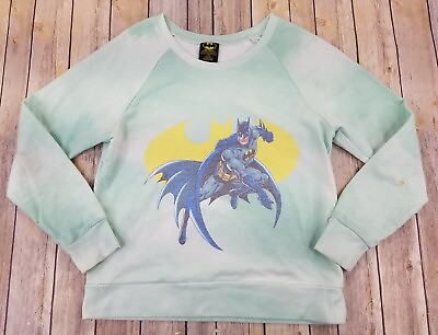 #ad Batman Kids Sweater Size M Graphic Long Sleeve Pullover Green Vintage $7.77