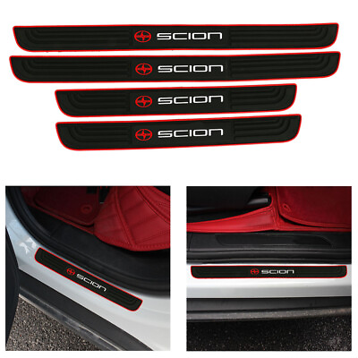 #ad 4Pc Black Rubber Car Door Scuff Sill Cover Panel Step Protector for SCION Red $11.88