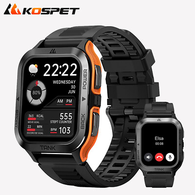 #ad KOSPET TANK M2 Smart Watches for Men 50M Waterproof Rugged Military Smart Watch $62.99