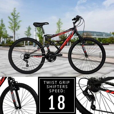 Full Suspension Shocker 26quot; Mountain Bike Men#x27;s 18 Speed Bikes Bicycle MTB Black $148.00