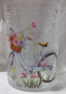 #ad Yankee Candle Clear Crackle Large Jar Holder J H ART IN THE PARK bike birdhouse $76.99