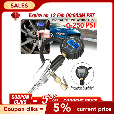 #ad For Truck Car Bike Digital Tire Inflator with Pressure Gauge 250 PSI Air Chuck* $10.79