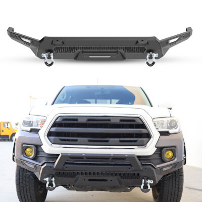 #ad Cool For 2016 2023 Toyota Tacoma 2 IN 1 Black Steel Front Bumper w 2*Shackles $375.98