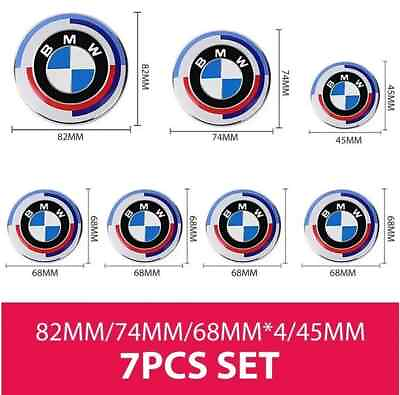 #ad #ad 7PCS 50th Anniversary for BMW Steering Wheel Hood Truck Emblem Centre Badges $17.99