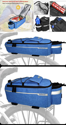 #ad Insulated Bike Trunk Cooler Bag with Cargo Space Bottle Holder Rear Bike Rack $29.99