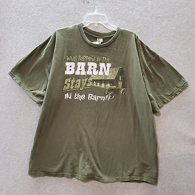 #ad VINTAGE Joe Dirt Men T Shirt 3XL Olive What Happen In The Barn Stays In The Barn $23.91