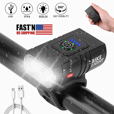 #ad USB Rechargeable LED Bicycle Headlight Bike Front Rear Light Cycling Lamp US $13.65