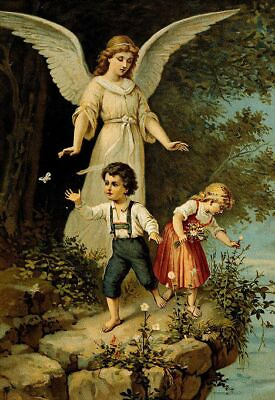 #ad GUARDIAN ANGEL with Boy Girl amp; Butterfly 5quot; x 7quot; Print Picture to be framed $12.97