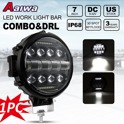 #ad 7#x27;#x27; LED Work Light Bull Bar Round Pod ATV Bike Truck Off Road Driving Lights 1PC $33.29