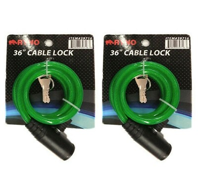 #ad 2X Bicycle Cable Lock Bike Lock Heavy Duty 10mm x 36quot; Anti Theft w keys *GREEN* $49.99