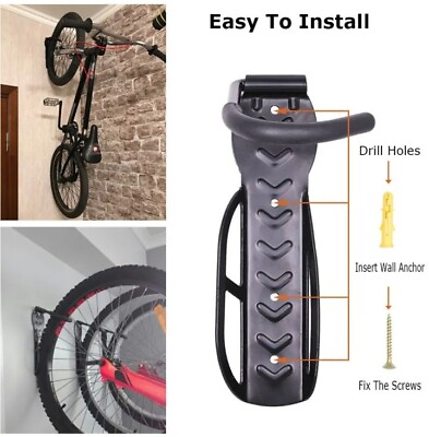 #ad Bike Rack Wall Mount Swivel Hook Bicycle Hanger Hanging Home Garage Heavy Duty $12.00