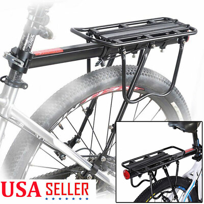 Rear Bike Rack Heavy Duty Alloy Bicycle Carrier 110 Lb Capacity w Quick Release $29.79
