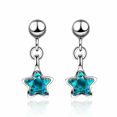 Blue Star Earrings Women Party Jewelry Gifts Female 925 Sterling Silver Fashion $14.98
