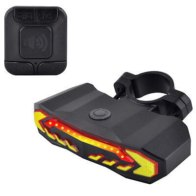 Smart Bike Motorcycle Taillight USB Rechargeable Brake Turn Signal Light Remote $25.49