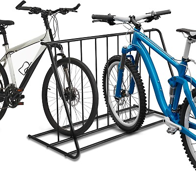 #ad 6 Bicylce Capacity Double Sided Black Steel Grid Bike Parking Storage Rack Stand $142.99