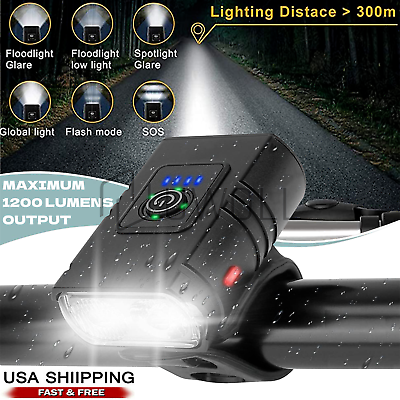 #ad USB Rechargeable LED Bicycle Headlight Front Bike Head Light Cycling Flashlight $13.65