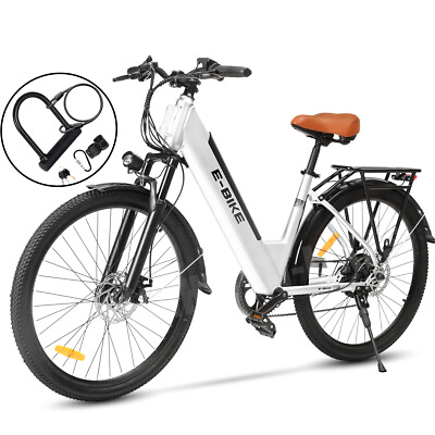 #ad 750W Ebike 26quot; 36V Electric Bike Bicycle 25Mph CommuterTire Mountain Bikes White $539.99