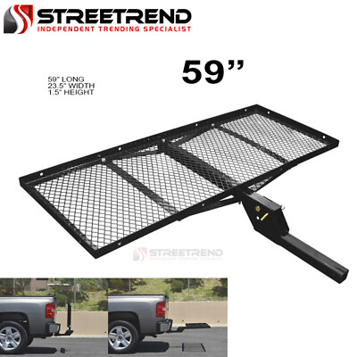 #ad 59quot; Black Steel Foldable Trailer Tow Hitch Cargo Carrier Tray For 2quot; Receiver S6 $183.21