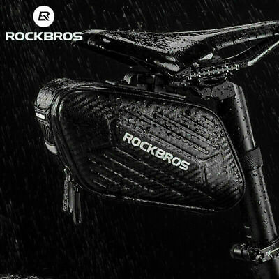 #ad ROCKBROS Bicycle Saddle Bag Cycling Seat Pouch Waterpoof BikeHard Shell Rear Bag $15.59
