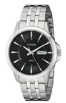 #ad Citizen Men#x27;s Day Date Quartz Stainless Steel Watch BF2011 51E NEW $71.99