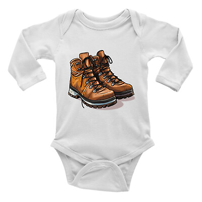 #ad Hiking Boots Baby Grow Vest Bodysuit Hike Trek Mountain Climb Hiker Boy Girl L S GBP 5.99