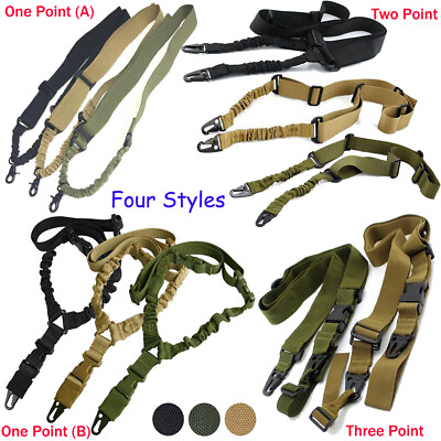 Tactical One Single Point Two Three Point Sling Strap Bungee Rifle Gun Sling $8.99