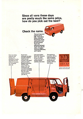 #ad 1966 Print Ad GMC Trucks Handi Van Giant Rear Doors Rugged Construction $19.99