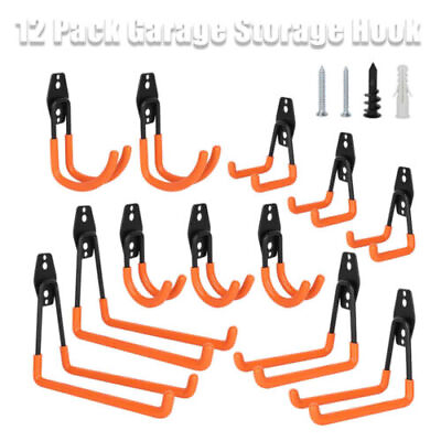 #ad 12 PCS Garage Storage Double Hook Bike Wall Mount Organizer Hanger Tool Steel US $22.99