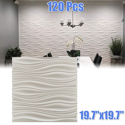 #ad 120Pcs Modern 3D Wall Panels DIY PVC Wave Art Design Home Wall Ceiling Decor $316.99
