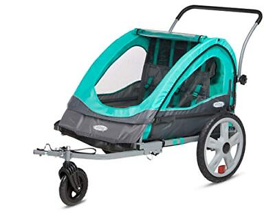 #ad Quick N EZ Double Tow Behind Bike Trailer for Toddlers Kids Converts to Teal $263.50